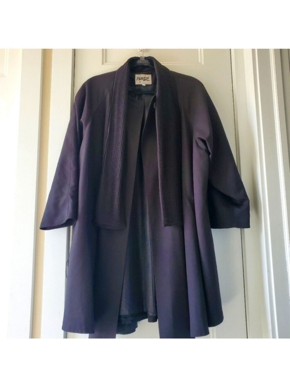 Pizazz Vintage Black Pleated Collar Swing Coat Women's Size 7 Small/Medium